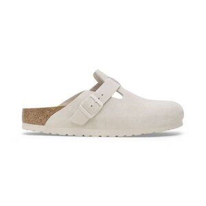 Birkenstock Boston Soft Footbed Suede Unisex Sandals - Antique White